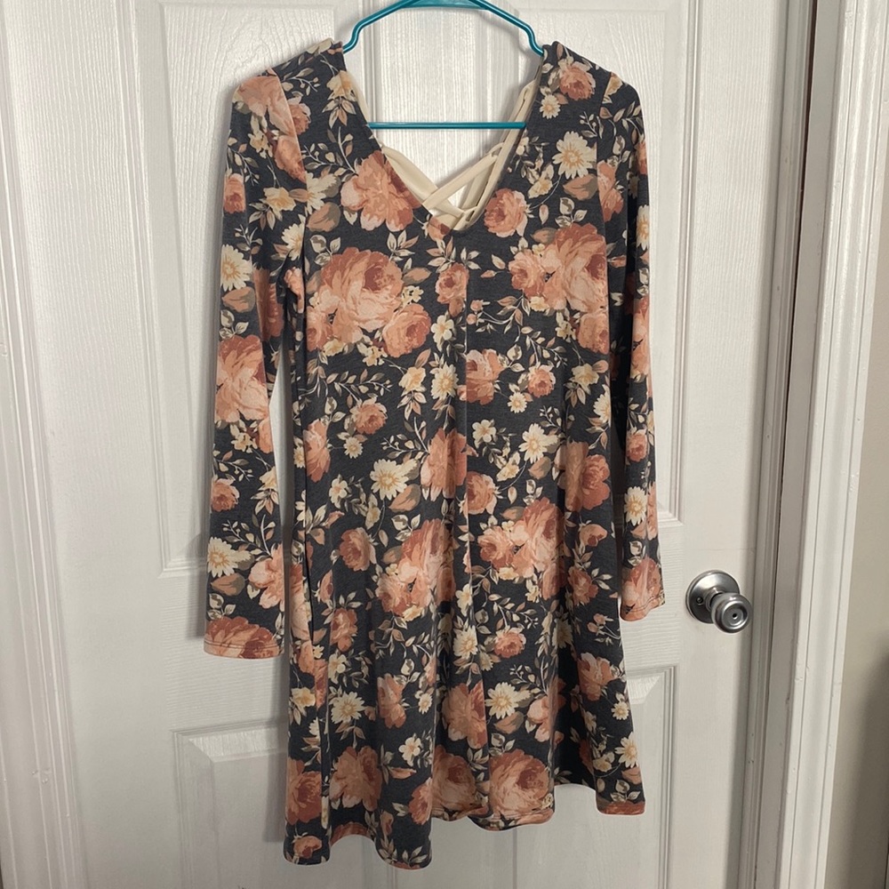 Grey & orange floral dress